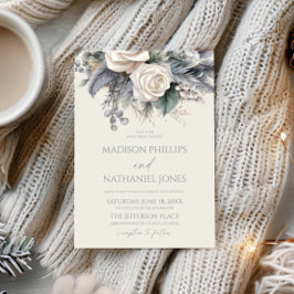 Convites Boho White Rose Floral Flower Garden Casamento