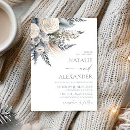 Convites Boho White Rose Floral Flower Garden Casamento