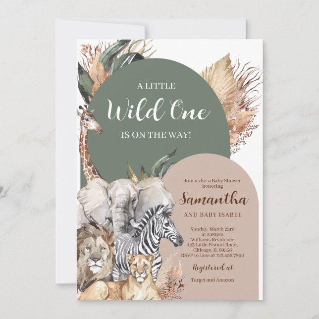 Convites Boho Wild One Chá de fraldas (Frente)