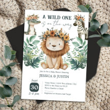Boho Wild One Lion Floral Chá de fraldas