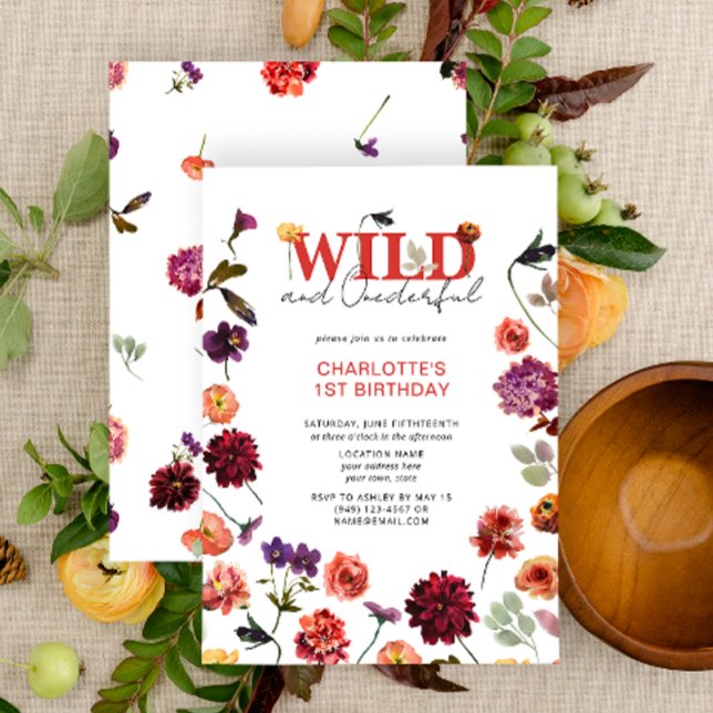 Convites Boho Wild & Onewond Girl primeiro aniversario (1st Birthday Invitation)