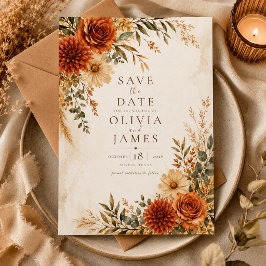 Convites Boho Wild Terracotta Jardim Save the Date