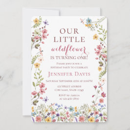 Convites Boho Wildflower 1st Birthday Invitation