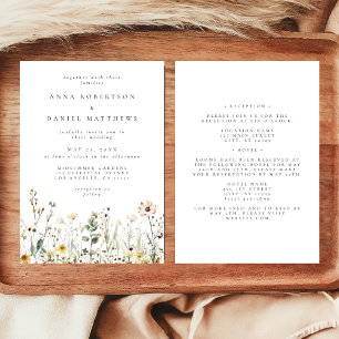 Convites Boho Wildflower All in One Wedding