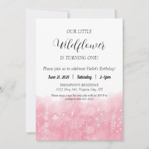Convites Boho Wildflower Aniversário de criança Invite Wate