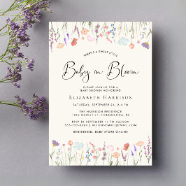 Convites Boho Wildflower Baby in Bloom Cream Chá de fraldas