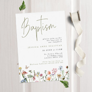 Convites Boho Wildflower Baptism