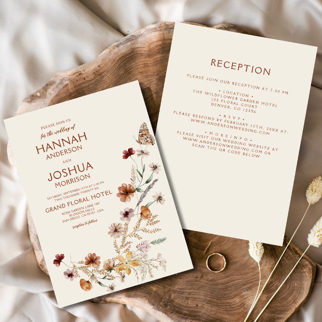 Convites Boho Wildflower Beige All in One Garden Weding (Criador carregado)