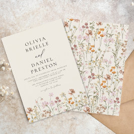 Convites Boho Wildflower Beige Garden Casamento