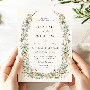 Convites Boho Wildflower Beige Wedding