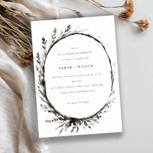 Convites Boho Wildflower Black Brown Fall Wreath Casamento