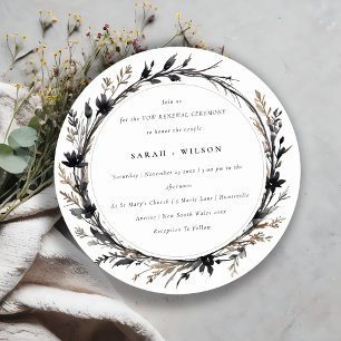 Convites Boho Wildflower Black Fall Wreath Vow Renewer