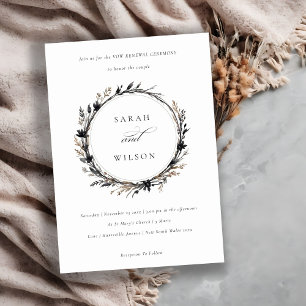 Convites Boho Wildflower Black Fall Wreath Vow Renewer