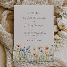 Boho Wildflower Border Orange Blue Weding