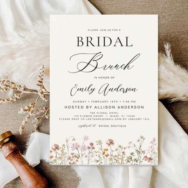 Convites Boho Wildflower Bridal BrunChá de panela (Criador carregado)