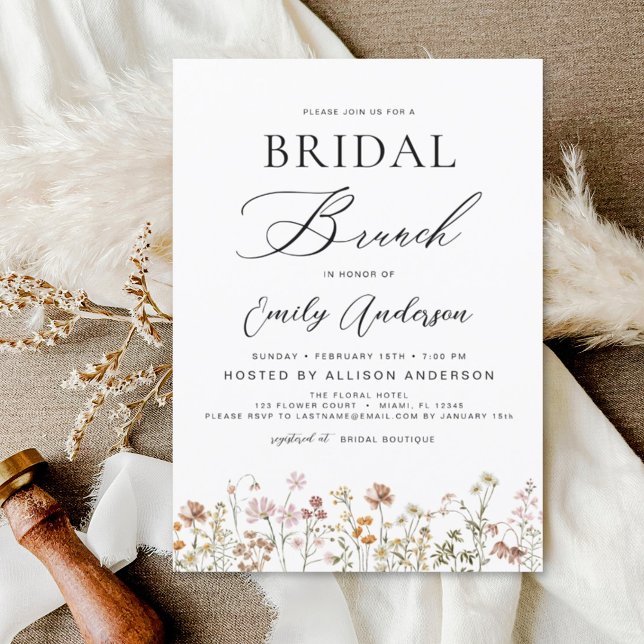 Convites Boho Wildflower Bridal BrunChá de panela (Criador carregado)