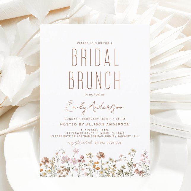 Convites Boho Wildflower Bridal BrunChá de panela (Criador carregado)