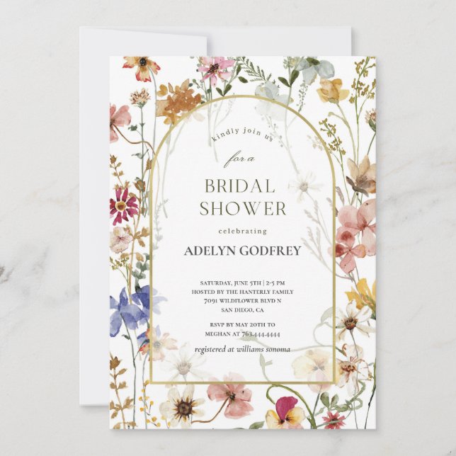 Convites  Boho Wildflower Bridal Shower (Frente)
