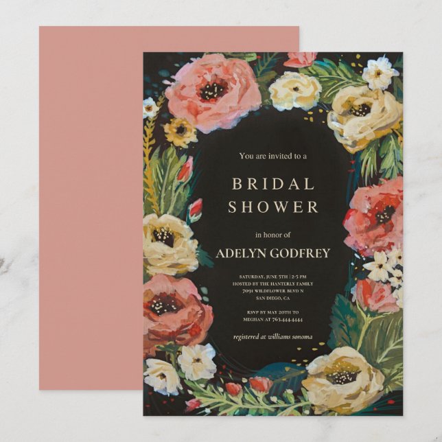 Convites  Boho Wildflower Bridal Shower (Frente/Verso)
