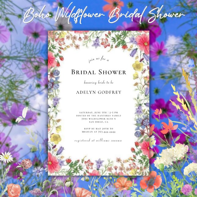 Convites Boho Wildflower Bridal Shower  (Criador carregado)