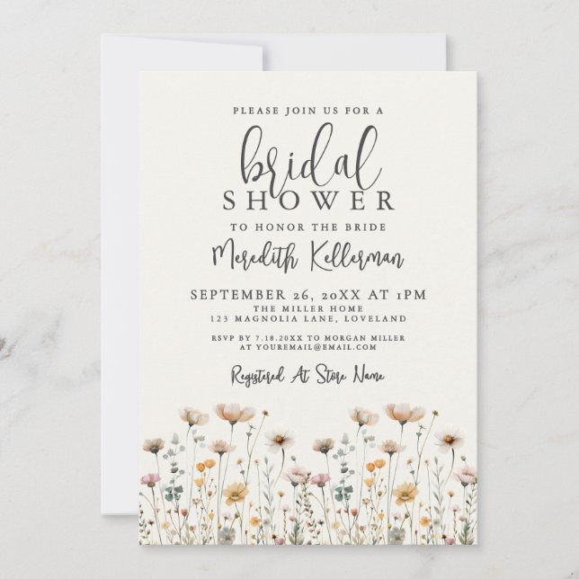 Convites Boho Wildflower Bridal Shower (Frente)