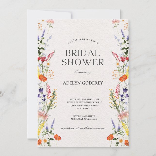 Convites  Boho Wildflower Bridal Shower (Frente)