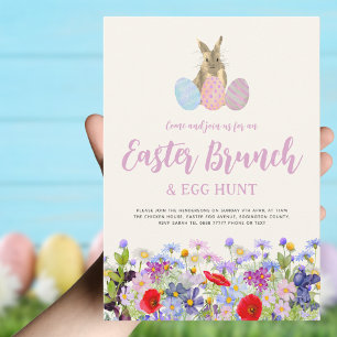 Convites Boho Wildflower Bunny Páscoa Brunch e Ovo Hunt