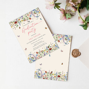 Convites Boho Wildflower & Butterflies Festa de formatura
