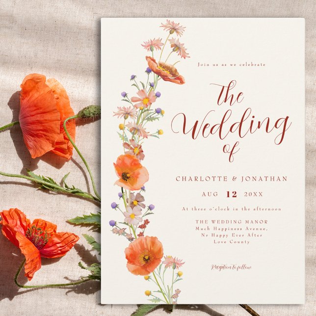 Convites Boho Wildflower Casamento outono (Boho wildflower wedding invitation )