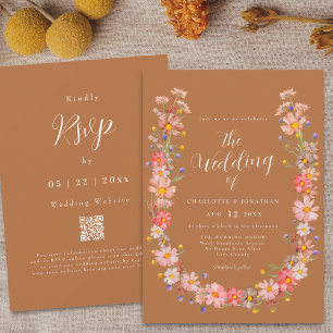 Convites Boho Wildflower Casamento outono