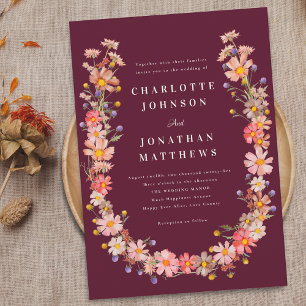 Convites Boho Wildflower Casamento outono