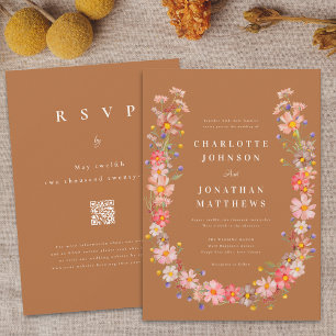 Convites Boho Wildflower Casamento outono