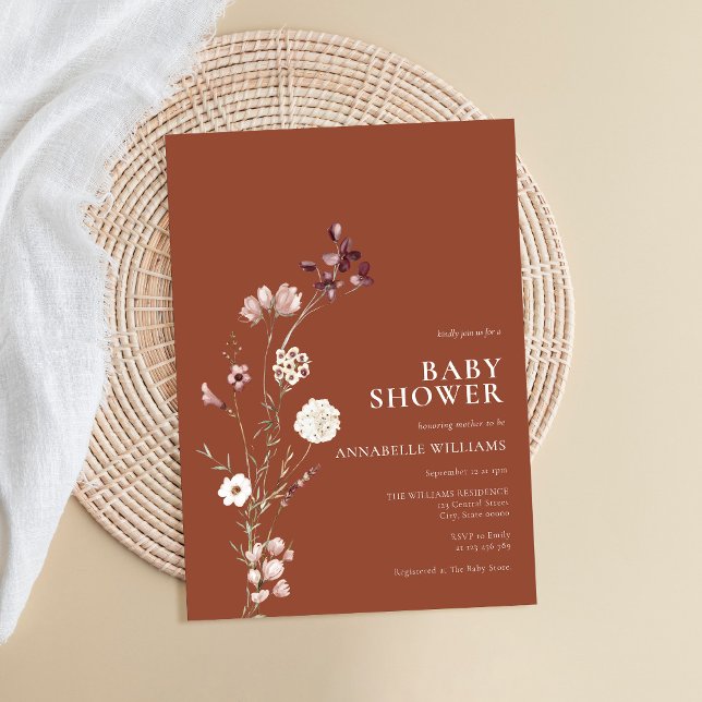 Convites Boho Wildflower Chá de fraldas (Criador carregado)