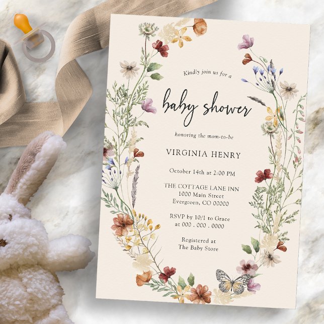 Convites Boho Wildflower Chá de fraldas (Boho Wildflower Baby Shower Invitation by Painted Paperie
)