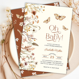 Convites Boho Wildflower Chá de fraldas