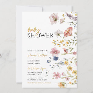 Convites Boho Wildflower Chá de fraldas