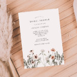 Convites Boho Wildflower Chá de panela<br><div class="desc">Cartão de chá de panela branco com ilustração aquosa de flores silvestres a rosa e branco. Perfeito para uma comemoração de primavera ou verão.</div>