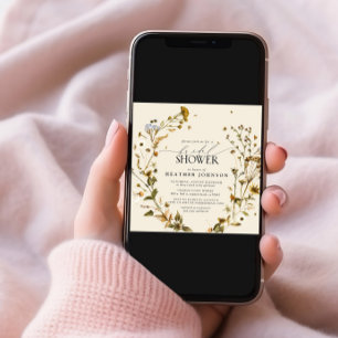 Convites Boho Wildflower Dried Flower Wreath Chá de panela