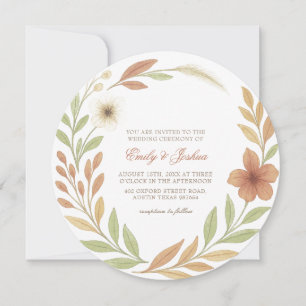 Convites Boho Wildflower Elegant Round Weditation