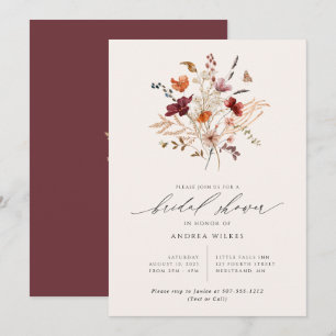 Convites Boho Wildflower Fall Chá de panela