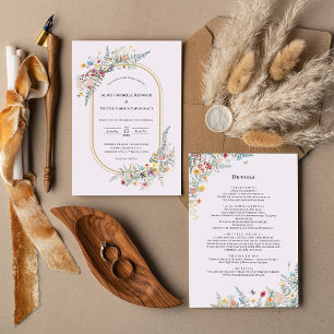 Convites Boho Wildflower Fern - Detalhes do Casamento da La