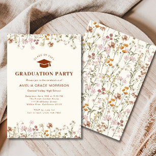 Convites Boho Wildflower Festa de formatura Boho Bloom