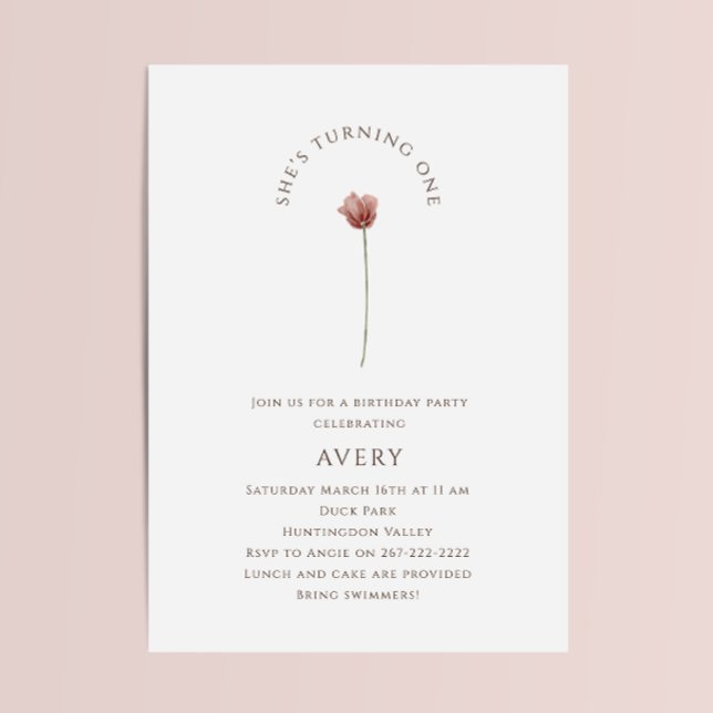 Convites Boho Wildflower First Festa de aniversário (Criador carregado)