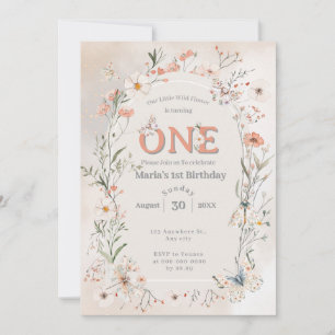 Convites Boho Wildflower Floral Baby Birthday