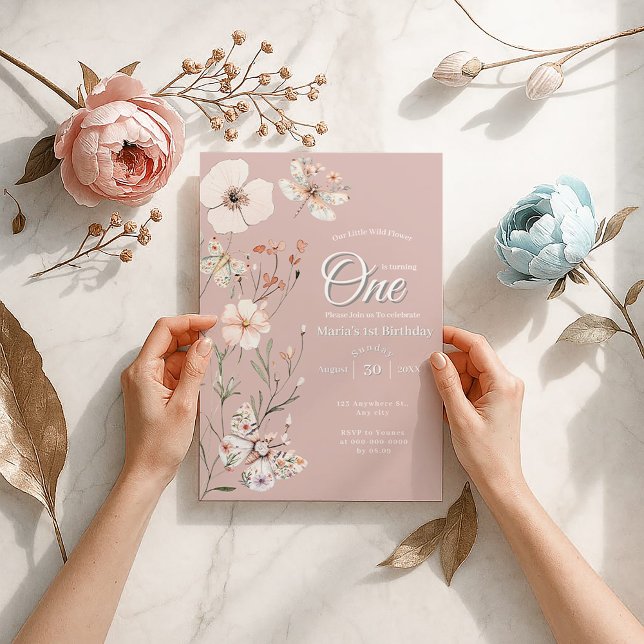 Convites Boho Wildflower Floral Baby Birthday (Criador carregado)