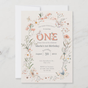 Convites Boho Wildflower Floral Baby Birthday