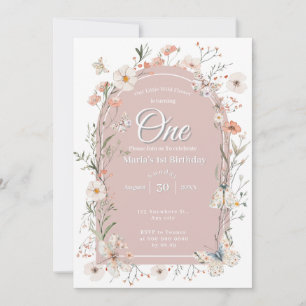 Convites Boho Wildflower Floral Baby Birthday
