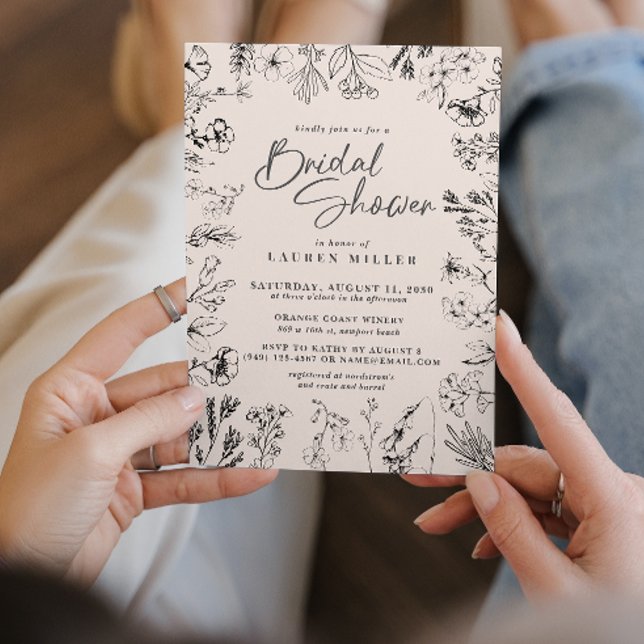 Convites Boho Wildflower Floral Chá de panela Botânico (Join us for a rustic bridal shower!
)