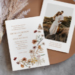 Convites Boho Wildflower Floral Código QR Casamento Fotográ<br><div class="desc">Boho Wildflower Floral QR Code Foto Invitation apresenta um belo buquê de flores silvestres,  juntamente com delicadas ilustrações de borboletas.</div>
