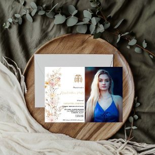 Convites Boho Wildflower Grass Festa de formatura